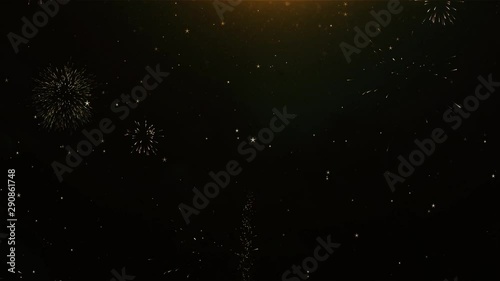 Eid al-Fitr mubarak Text wish on Firework Display Explosion Particles. Greeting card, Wishes, Celebration, Party, Invitation, Gift, Event, Message, Holiday, Festival 4K Loop Animation. photo