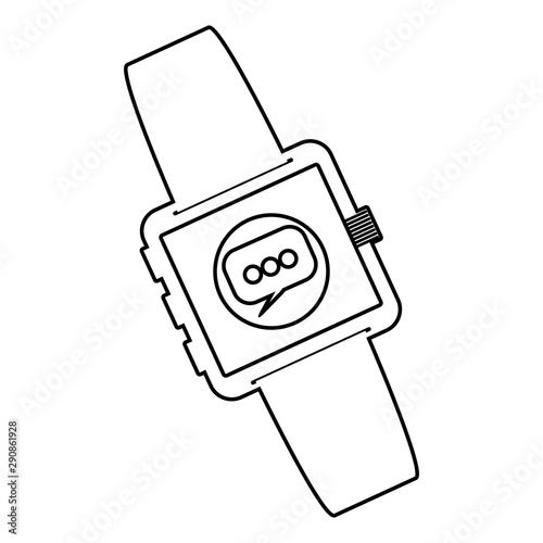 smartwatch technology with chat app vector illustration