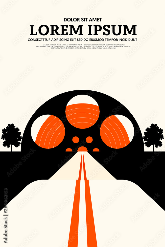 Movie and film poster design template background vintage retro style