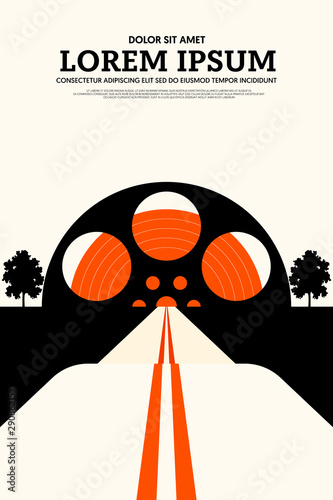 Movie and film poster design template background vintage retro style