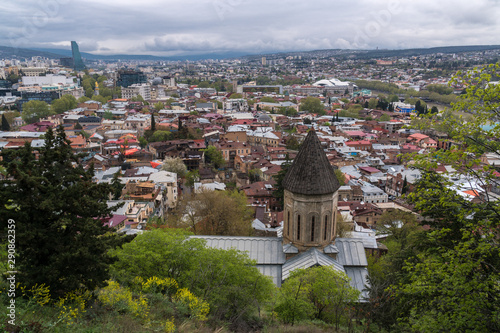 View of Upper Bethlehem Church and Sololaki District, Tbilisi, Georgia