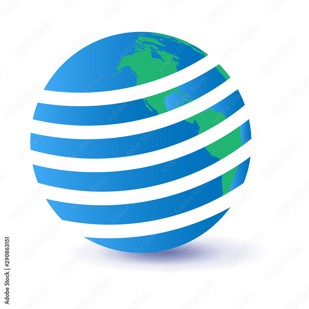 Earth Globe Logo - Isolated On White Background - Vector. Abstract Globe Vector For Web Icon, Map, Tech Logo And Element Design. 3D Icon For Earth, Global, Sphere, Travel Agency, Planet And World Logo