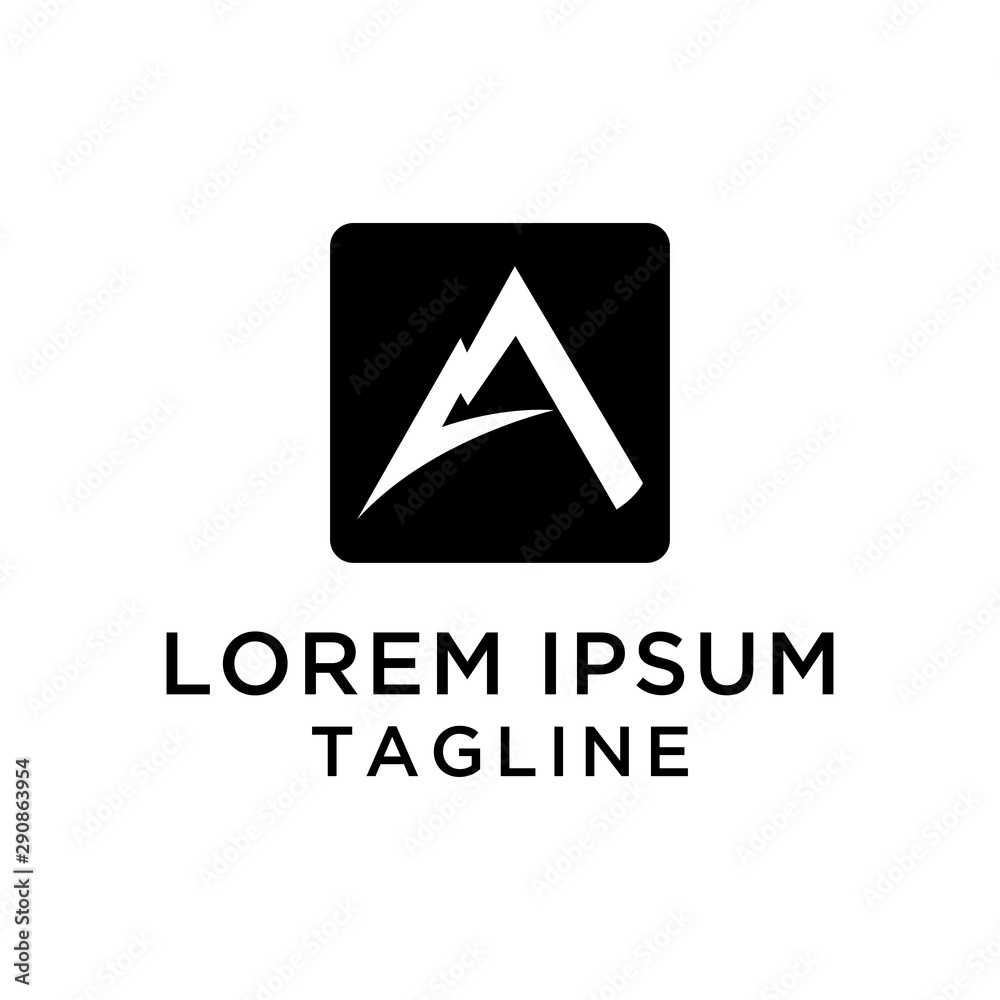 Initial Logo A Mountain Negative Space, Logo Template Initial Logo A Mountain Negative Space, Logo Template