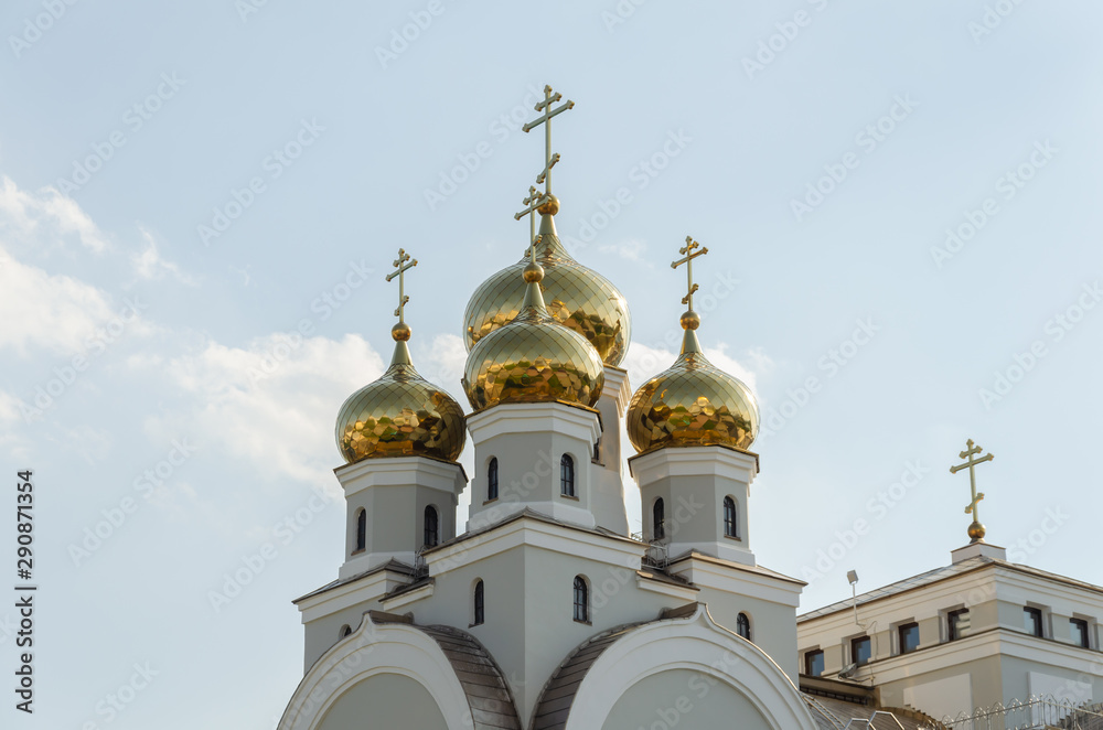 Old Christian Church with gold domes.