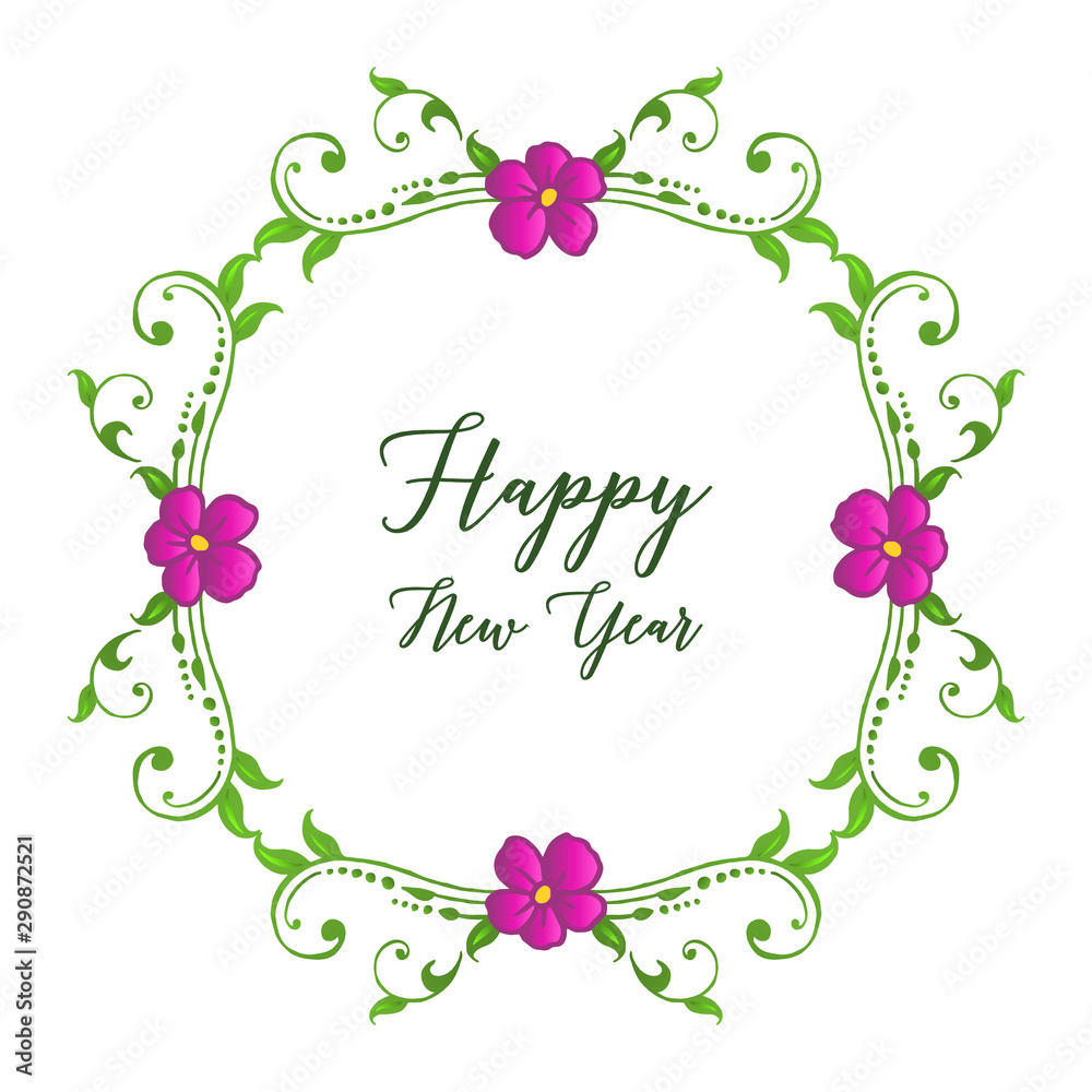 Place for your text, celebration happy new year background, with purple flower frame. Vector