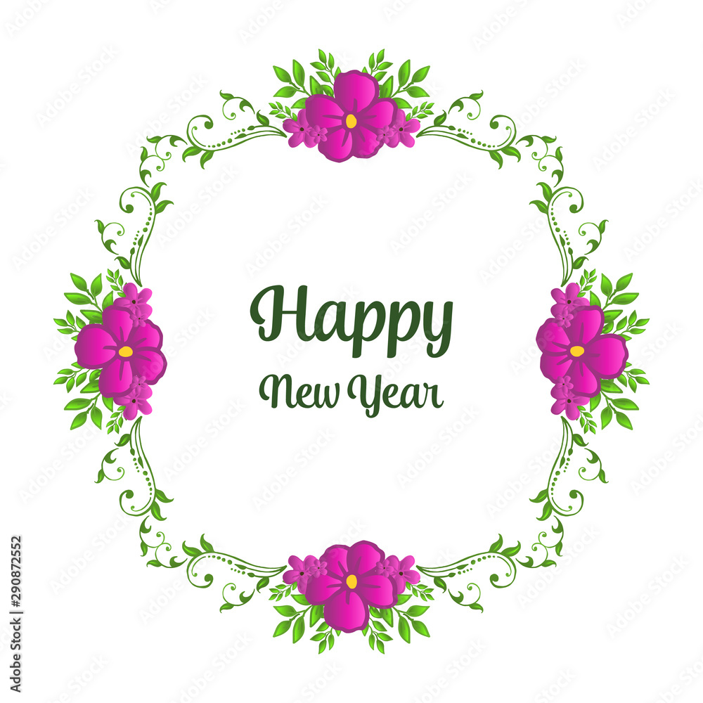 Place for your text, celebration happy new year background, with purple flower frame. Vector