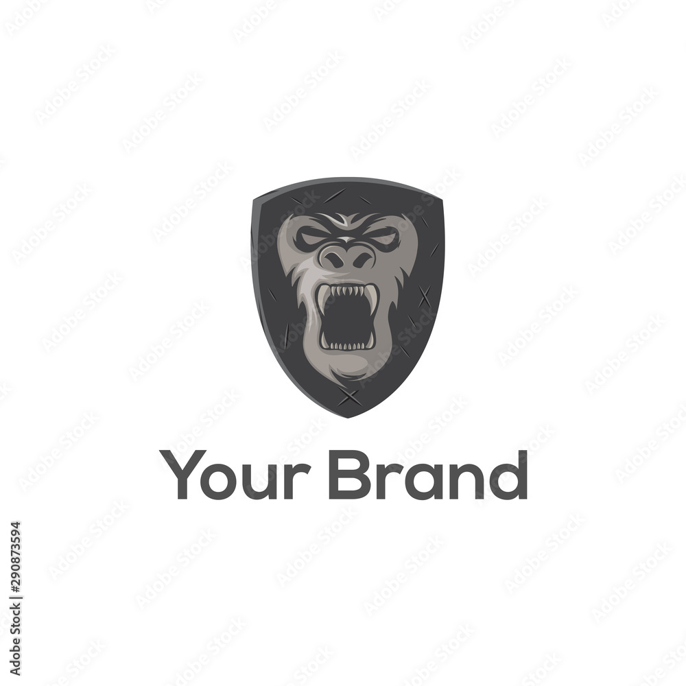 Gorilla Shield logo template vector illustration