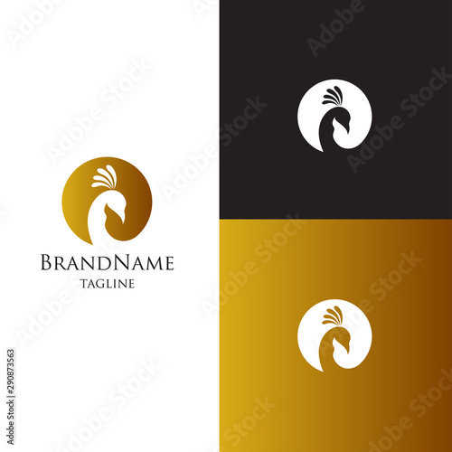 Peacock logo template . Luxury elagant feminine for cosmetic brand
