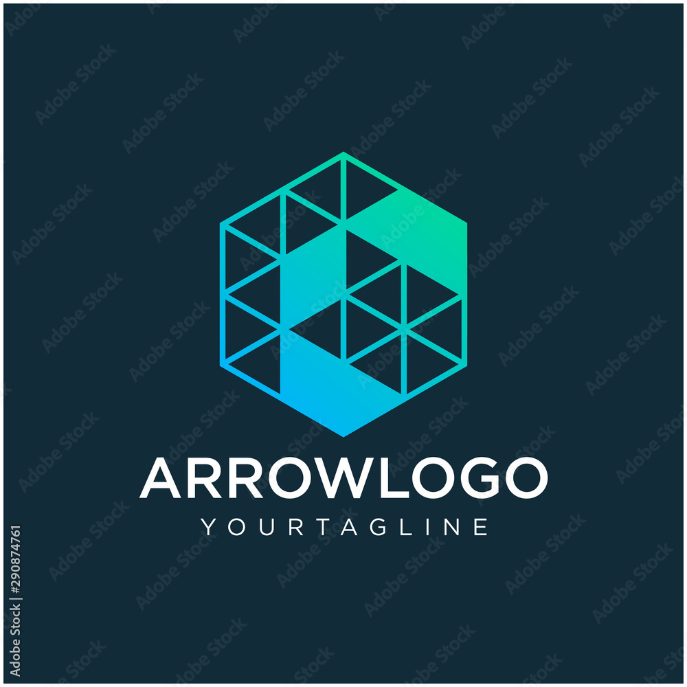 back Arrow hexagon abstract logo with concept negative space. Arrow icon. Delivery icon. Web, Digital, Marketing, Network icon. construction concept. -vector back Arrow hexagon abstract logo with concept negative space. Arrow icon. Delivery icon. Web, Digital, Marketing, Network icon. construction concept. -vector