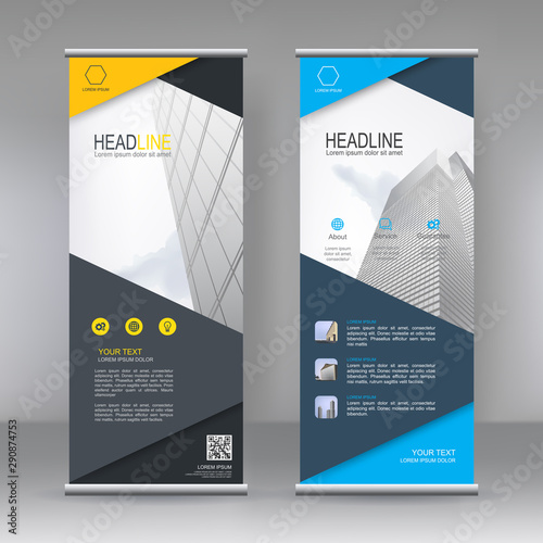 Vertical banner stand template design. can use for brochure flyer, covers ,infographics ,vector abstract geometric background, modern x-banner and flag-banner advertising design element