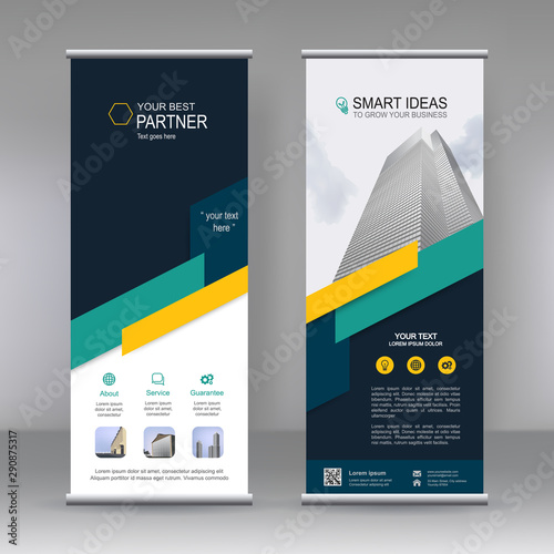 Vertical banner stand template design. can use for brochure flyer, covers ,infographics ,vector abstract geometric background, modern x-banner and flag-banner advertising design element