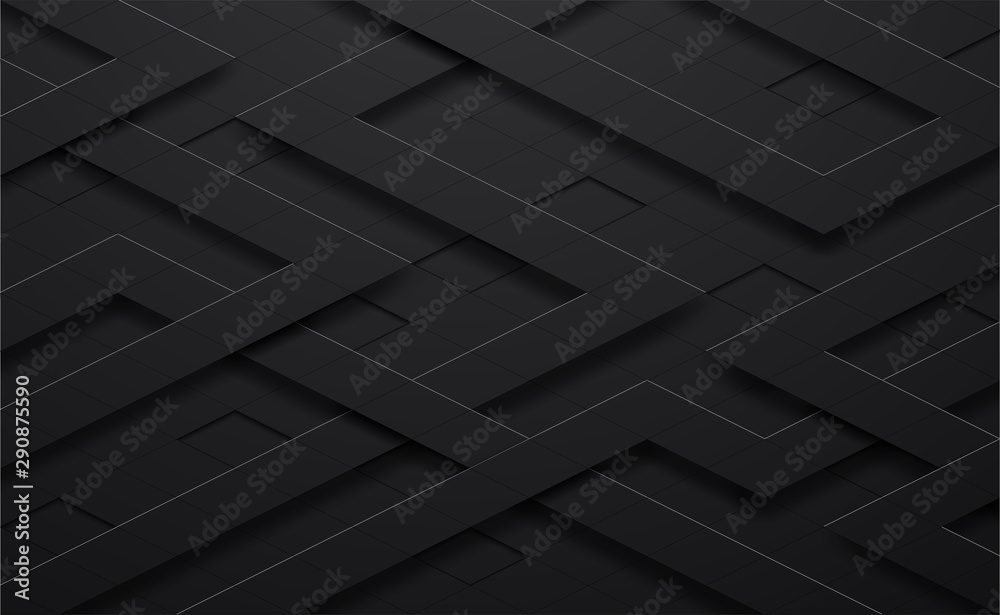 3d vector black and line square background with shadow,grunge surface-illustration,abstract