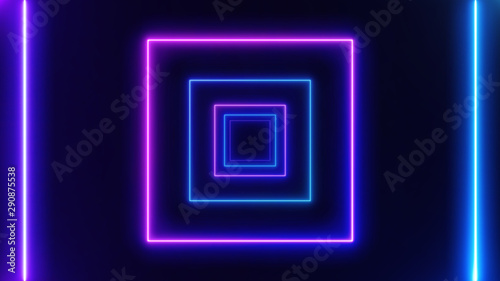 Abstract Neon bright lens flare colored on black background. Laser show colorful design for banners advertising technologies