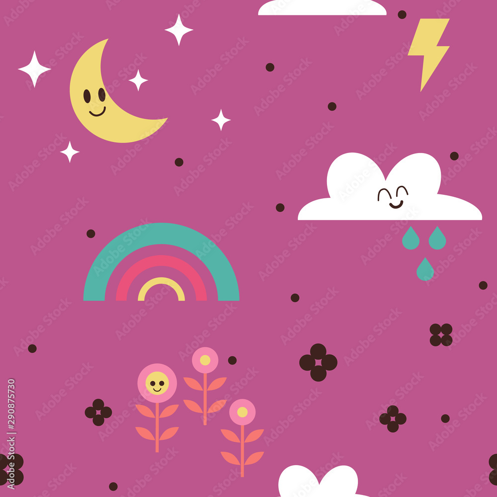 Seamless pattern with cute simple characters Seamless pattern with cute simple characters