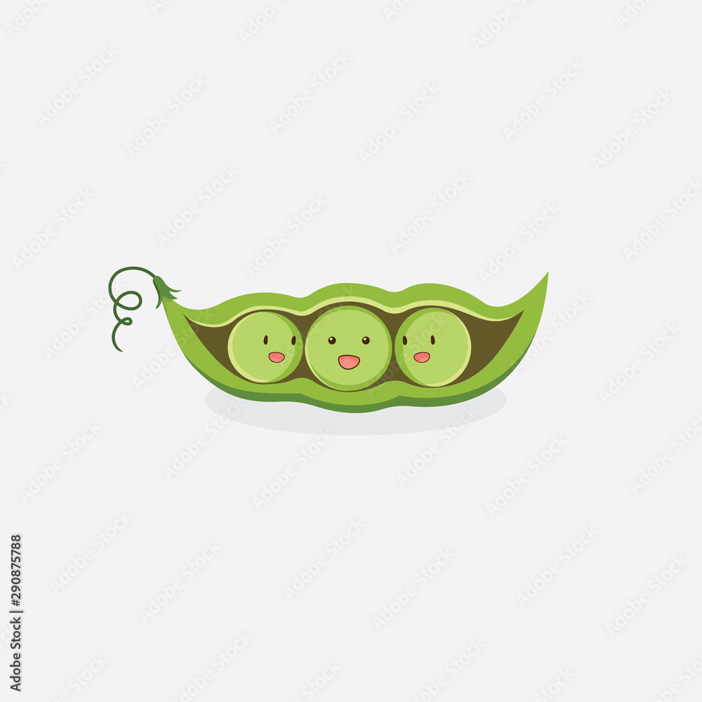 peas cartoon, peas pod mascot , little peas in a pod Stock Vector | Adobe  Stock