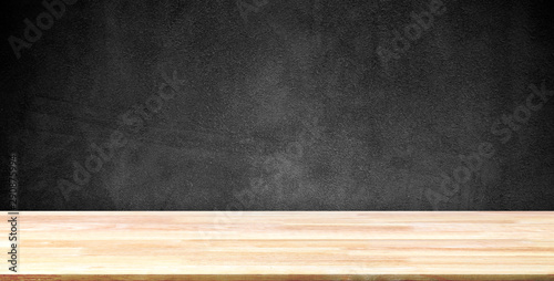 Abstract Natural wood table texture on Chalk rubbed out on background : Top view of plank wood for graphic stand product, interior design or montage display your product. Education concept. © pattanawit
