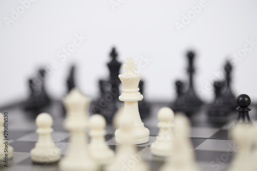 Black and white chess on board