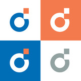 Digital letter d logo template, d letter pixel logo design - Vector