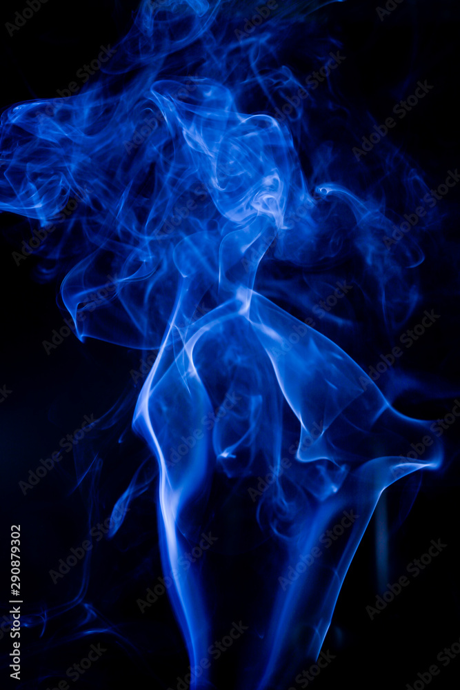 Blue toxic fumes movement on a black background. Blue toxic fumes movement on a black background.