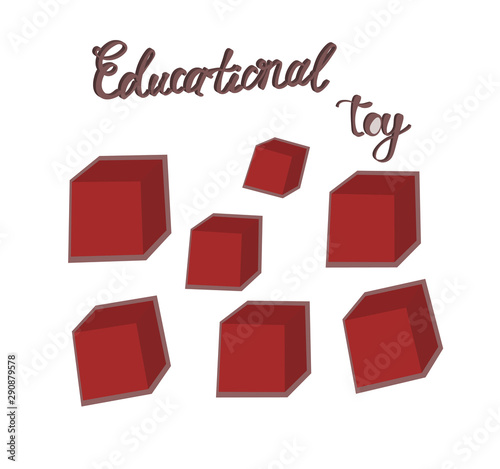 vector illustration  children developing cube stroke inscription educational toy isolated on white background logo advertisement poster store print product packaging