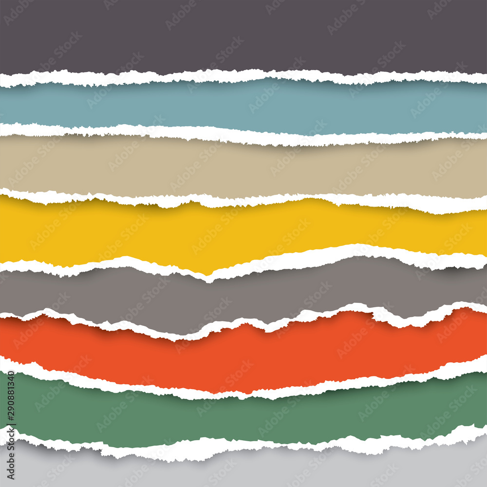 A set of torn pieces of paper in many colors. Used as a background and adding text for all design. A set of torn pieces of paper in many colors. Used as a background and adding text for all design.