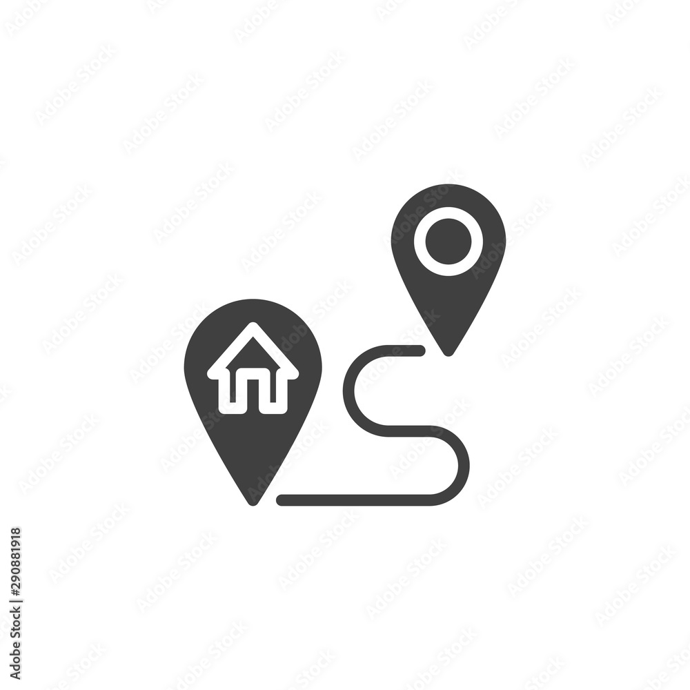 Route to Home vector icon. filled flat sign for mobile concept and web design. glyph icon. Symbol, logo illustration. Vector graphics Route to Home vector icon. filled flat sign for mobile concept and web design. glyph icon. Symbol, logo illustration. Vector graphics