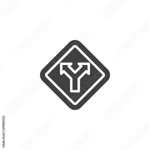 Two way traffic sign vector icon. filled flat sign for mobile concept and web design. Junction Road Sign glyph icon. Symbol, logo illustration. Vector graphics