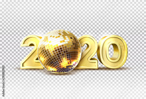 Vector 2020 new year party golden disco ball