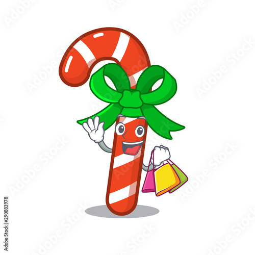 Shopping candy cane isolated in the character photo