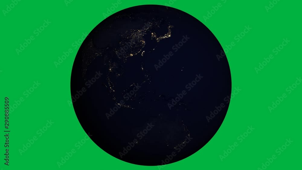 Night Earth Rotation Effect - Green Background Night Earth Rotation Effect - Green Background