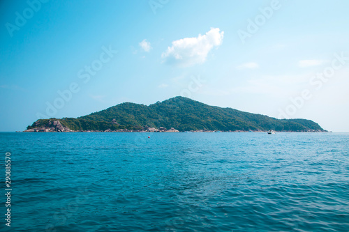 Similan Islands, Andaman Sea, Thailand, March 18, 2018: National park, beautiful blue sea. White boats with tourists. © Alwih