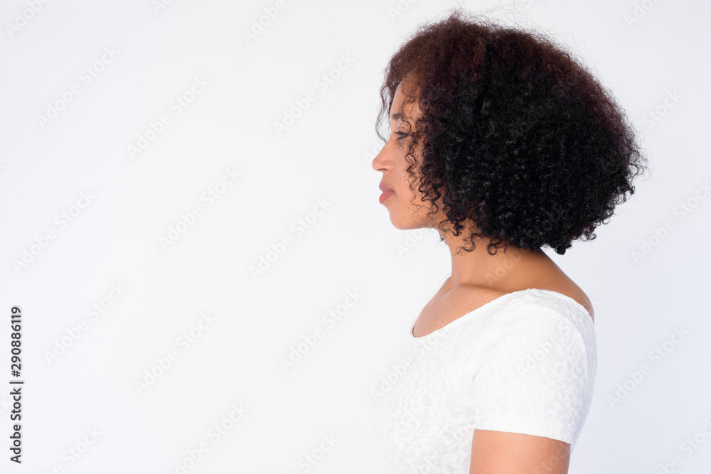 Closeup profile view of young beautiful African woman Closeup profile view of young beautiful African woman