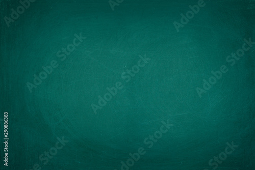 Working place on empty rubbed out on green board chalkboard texture background for classroom or wallpaper, add text message.