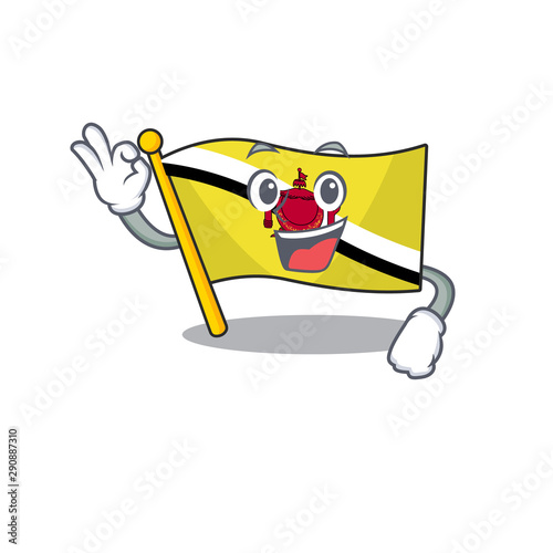 Okay flag brunei darussalam mascot shaped cartoon