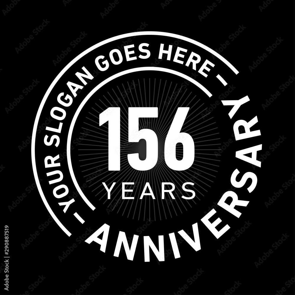 156 years anniversary logo template. One hundred and fifty-six years celebrating logotype. Black and white vector and illustration. 156 years anniversary logo template. One hundred and fifty-six years celebrating logotype. Black and white vector and illustration.