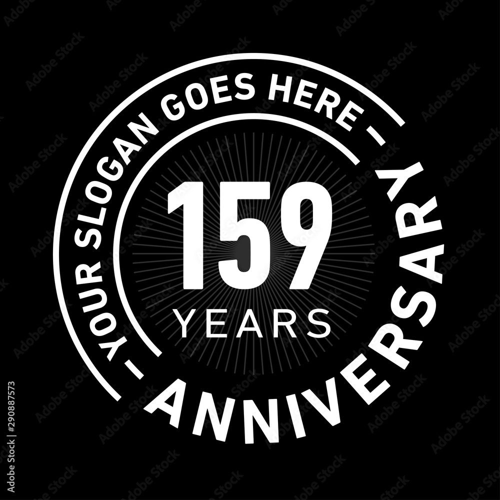 159 years anniversary logo template. One hundred and fifty-nine years celebrating logotype. Black and white vector and illustration.