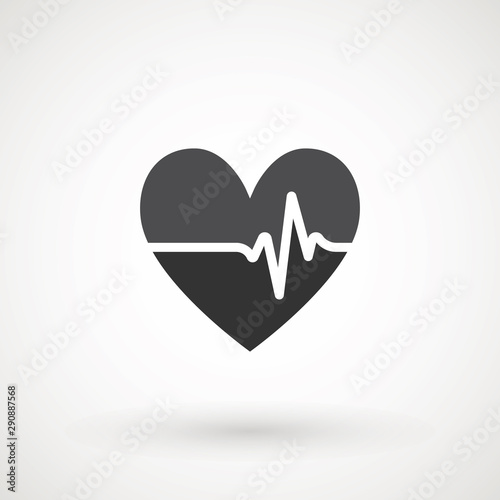 Heartbeat heart beat pulse flat vector icon for medical apps and websites.