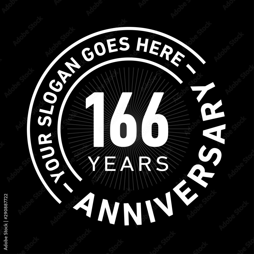 166 years anniversary logo template. One hundred and sixty-six years celebrating logotype. Black and white vector and illustration. 166 years anniversary logo template. One hundred and sixty-six years celebrating logotype. Black and white vector and illustration.