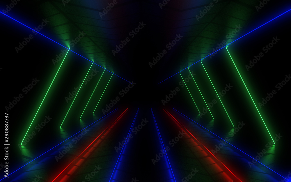 Obraz premium 3D abstract background with neon lights . 3d illustration