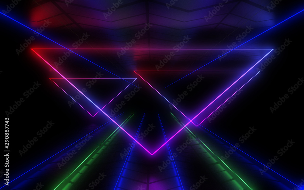 3D abstract background with neon lights . 3d illustration 3D abstract background with neon lights . 3d illustration