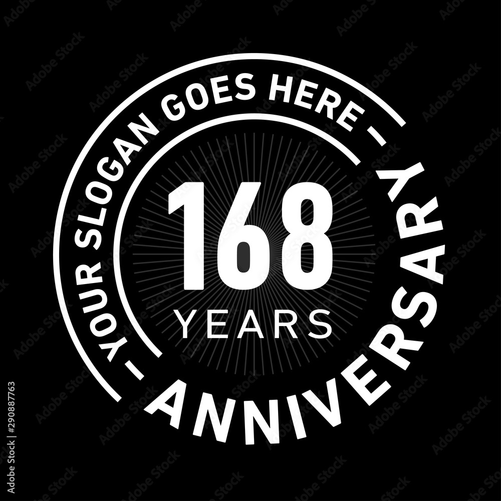 168 years anniversary logo template. One hundred and sixty-eight years celebrating logotype. Black and white vector and illustration.