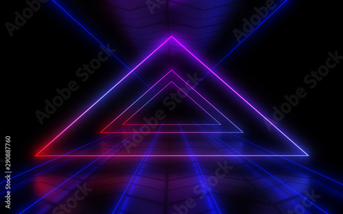 3D abstract background with neon lights . 3d illustration