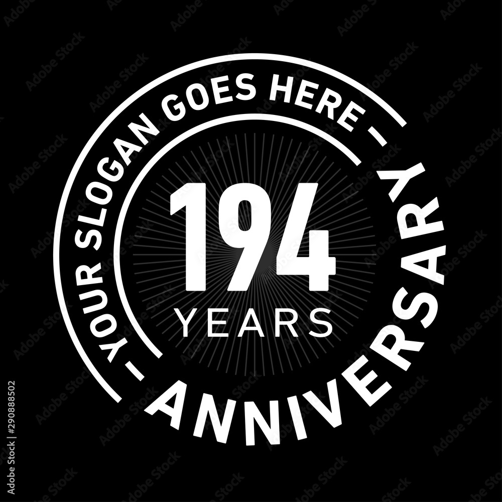 194 years anniversary logo template. One hundred and ninety-four years celebrating logotype. Black and white vector and illustration. 194 years anniversary logo template. One hundred and ninety-four years celebrating logotype. Black and white vector and illustration.