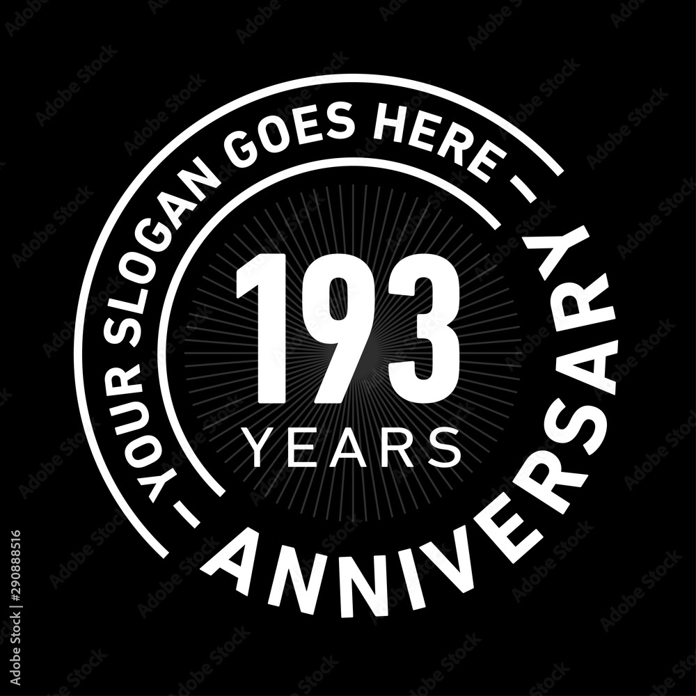 193 years anniversary logo template. One hundred and ninety-three years celebrating logotype. Black and white vector and illustration.