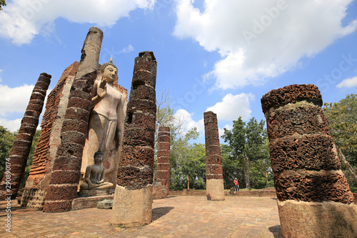 Ancient temple historical national park at Sukhothai, Thailand in 2018. Unesco world heritage for historical old place
