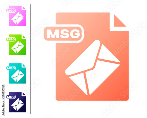 Coral MSG file document. Download msg button icon isolated on white background. MSG file symbol. Set color icons. Vector Illustration