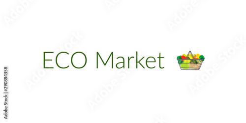 eco market on white background with market basket