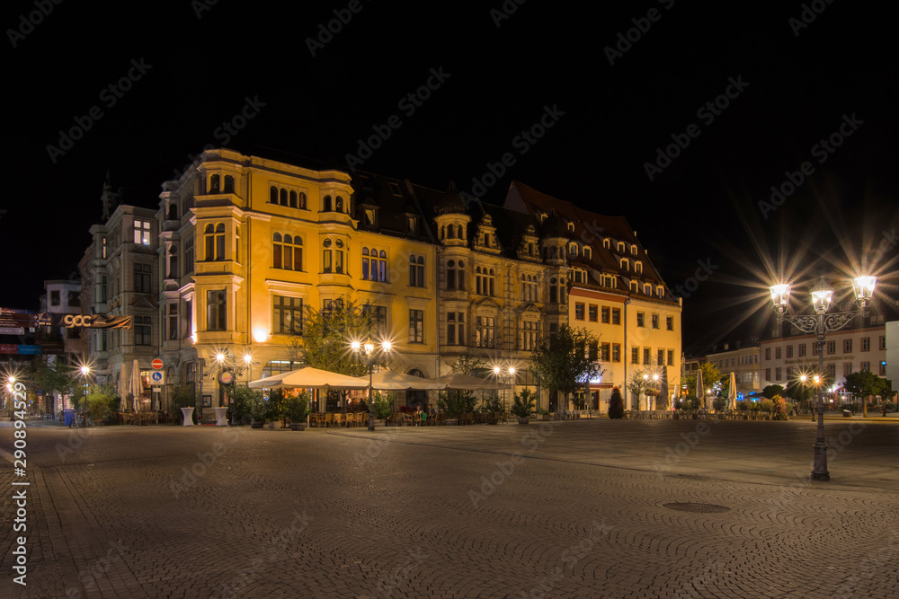 Zwickau in Sachsen bei Nacht, Neumarkt, Rathausplatz, Deutschland, Europa