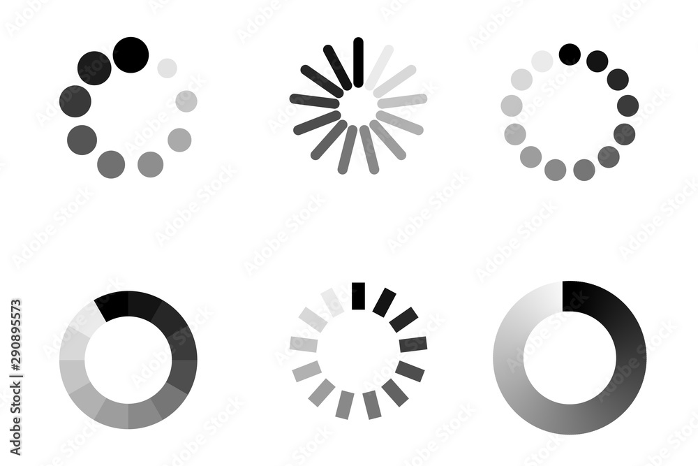 Progress bar loading icon. Load upload download round process. Circle website buffer loader or preloader