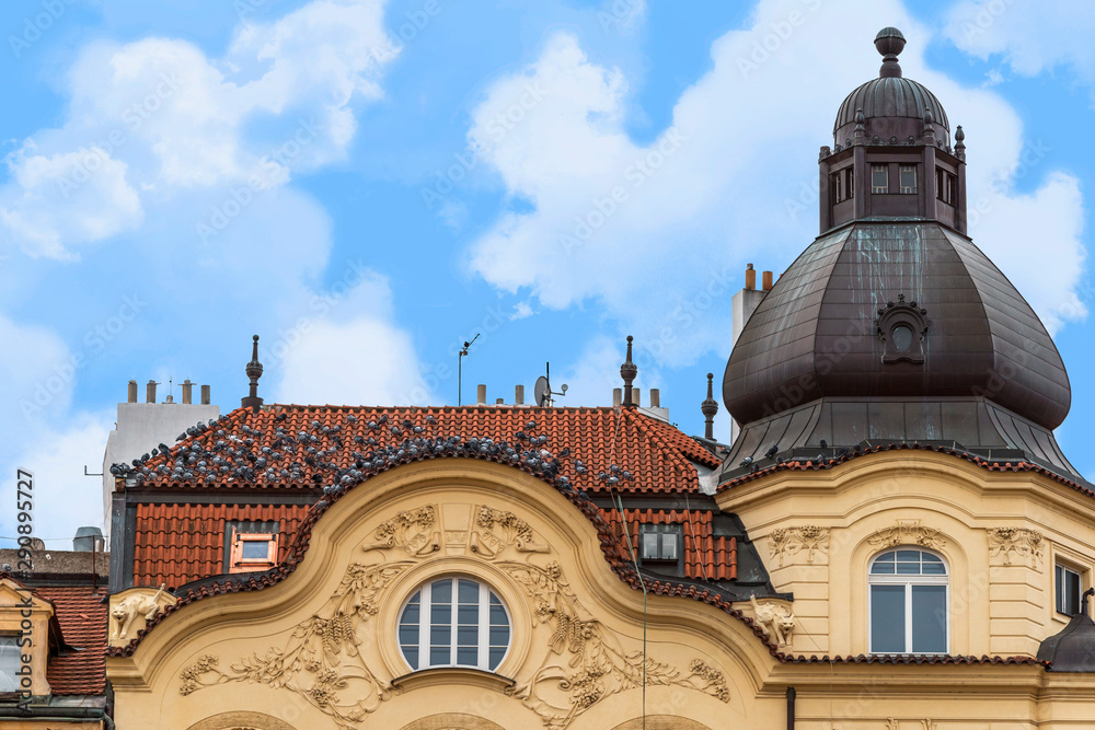 Decorative architectural elements at the streets of Prague